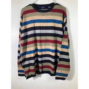 Mens Como Sport Merino Wool Sweater Pullover‎ Stripes Tan Green Black Red L